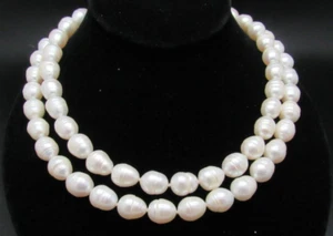 HONORA  STERLING SILVER LARGE 11mm RINGED PEARL 36" NECKLACE NEW IN BOX amazing - Picture 1 of 17