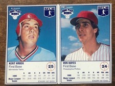 1987 Kraft Home Plate Heroes Panel Kent Hrbek Twins Von Hayes Phillies NM