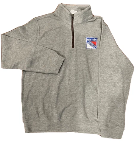 NHL NEW YORK RANGERS MEN'S 1/4 ZIP SWEATER (GRAY, MEDIUM)NWT Cover