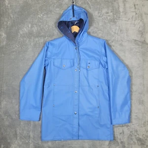 Vtg Lot One Of Boston Women's Medium Blue Rain Jacket Coat Whale Pattern Lined - Picture 1 of 10