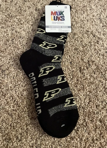 Muk Luks Gameday Cushioned Terry Socks Purdue Cover