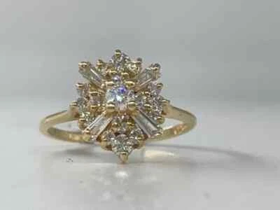 2.00Ct Round Cut Lab Created Diamond Cluster Wedding Ring 14K Yellow Gold Plated - Image 1 of 4