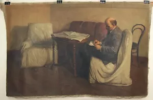 Soviet painting Canvas Oil "Lenin in Smolny" Soviet revolutionary leader - Picture 1 of 4