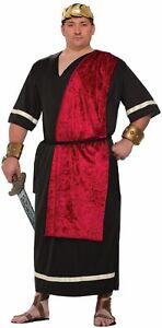 Men's Black Roman Senator Plus Size Costume Robe Adult Caesar Toga Greek Emperor