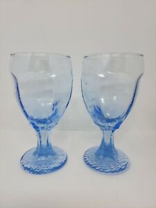 Set of 2 Libbey Chivalry Light Blue Glass Iced Tea Glasses Drinking Goblets