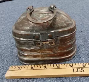 Antique Middle Eastern Copper over Silver? Metal INCENSE Tin Box w/ Lid & CLASP - Picture 1 of 7