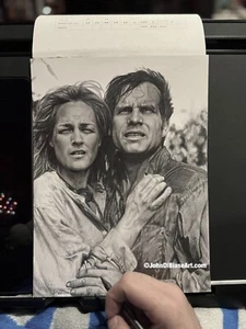 TWISTER Jo und Bill Helent Hunt Paxton Bleistiftzeichnung 9” x 12” Porträt Kunstwerk - Bild 1 von 2