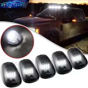 5pc Smoked Lens White LED Cab Roof Clearance Lights For Ram 1500 2500 3500 - Foto 1 di 12