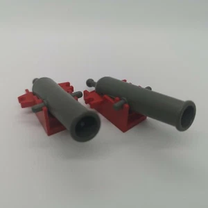 Lego 2 x Kanone - dunkelgrau schießen mit rotem Sockel (2527, x110c01) - Bild 1 von 2