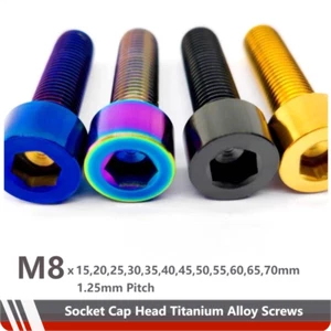 M8 Titanium Alloy Hex Socket Cap Head Screw Bolt DIN912 1.25mm Pitch 15 35 70mm - Picture 1 of 7