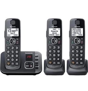 Panasonic Cordless Phone Contrast Display, Expandable System with 3 Handsets Blk - Zdjęcie 1 z 9