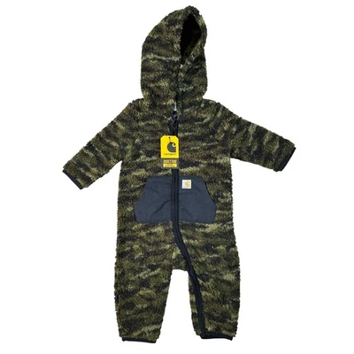 Macacão Carhartt Camuflado Verde Sherpa Romper 6M Bebê Uma Peça Com Capuz Novo com etiquetas - Imagem 1 de 4