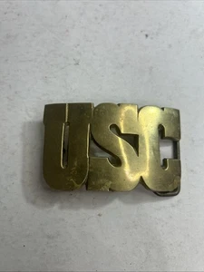 USC University of Southern California Trojans Vintage Belt Buckle Taiwan Brass - Picture 1 of 5