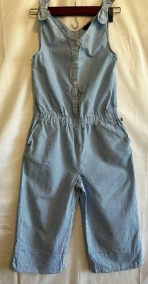 Mono Tommy Hilfiger Niñas Talla 12/14 Seersucker Azul Y Blanco Mameluco Foto 1 de 4