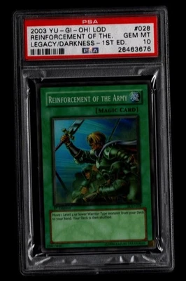 Yu-Gi-Oh Reinforcement Of The Army 1st Edition LOD-028 Super Rare PSA 10 - Image 1 of 2