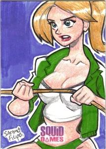 2023 5FINITY Squid Dames Original 1/1 Sketch Card Artist Sammo Filipo - Picture 1 of 1