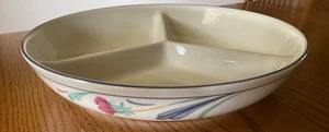 Lenox Mohnblumen auf blau rund 3-teilig geteilt Servierschale - Bild 1 von 4