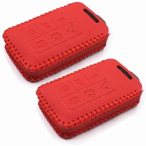 2Pcs Red Leather For Volvo V40 XC60 V60 S60 XC70 6 Buttons Key Case Fob Cover - Picture 1 of 5