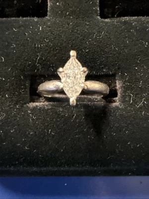 14K White Gold Marquise Diamond Solitaire Engagement Wedding Set 1/2Ct.TW Size 5 - Image 1 of 4