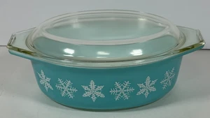 Vintage Pyrex Türkis Blau 1 1/2 Quart #043 Schneeflocke Kasserolle mit Deckel 943C - Bild 1 von 17