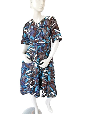 RRP €480 🌟'S MAX MARA напечатано хлопок льняное платье 4Usa_6Uk_ 34De_ 38It_ 36Fr - Изображение 1 из 4