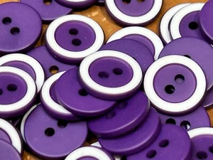 buttons plastic 5/8" purple white 20pcs Clearance Sale - Picture 1 of 4