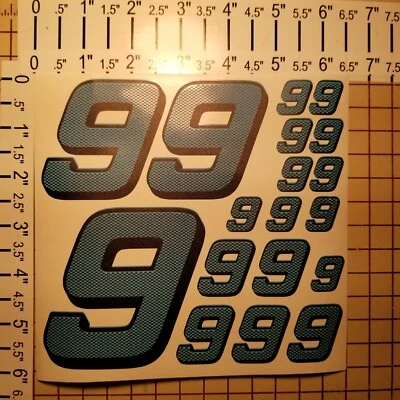 Carbon Fiber Cascade Blue #9's  Racing Numbers Vinyl Decal Sheet 1/10-1/12 slash - Image 1 of 4