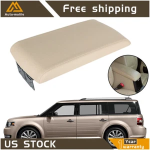 Beige Armrest Center Console Lid Cover Leather Fit For Ford Flex 2013-2016 2017 - Picture 1 of 7