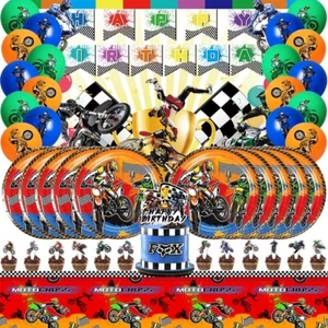 Motocross Party Supplies Party Decorations Set Plates Balloons Banner Tablecloth - Picture 1 of 8