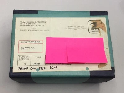 Sealed Box of 5 1980 Proof Sets  - Image 1 of 2