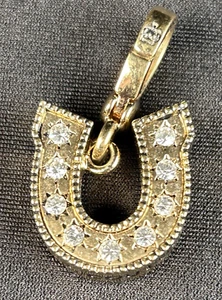 Juicy Couture 2004 Lucky Horseshoe Gold Turquoise Crystal Charm YJRU0004 - Picture 1 of 10