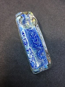 XC23B MINI BLOCK SQUARE BODY TOBACCO TUBE SMOKING HAND PIPE BLOWN GLASS 2.5” USA - Picture 1 of 12