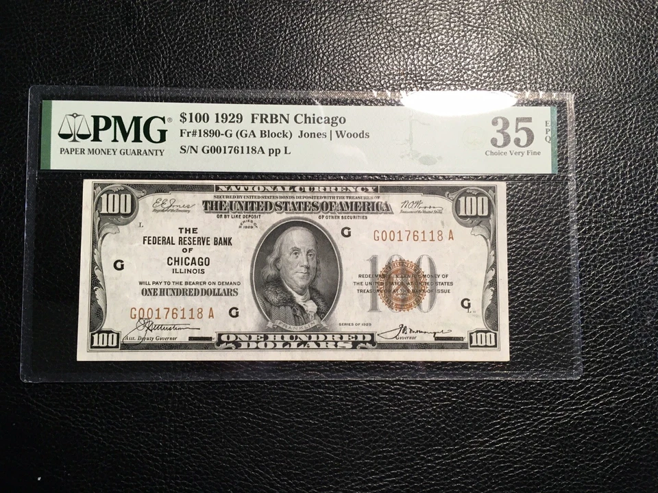 100.00 1929 Federal Reserve Bank Note Chicago Fr1890G PMG 35 EPQ - Image 1 of 2