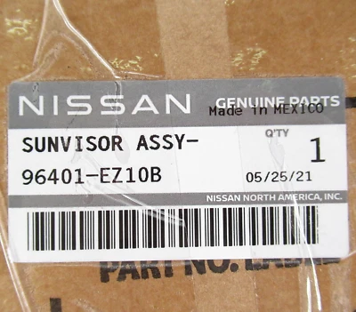 Genuine OEM Nissan 96401-EZ10B Driver Side Sun Visor 2017-2022 Titan - Image 1 of 4