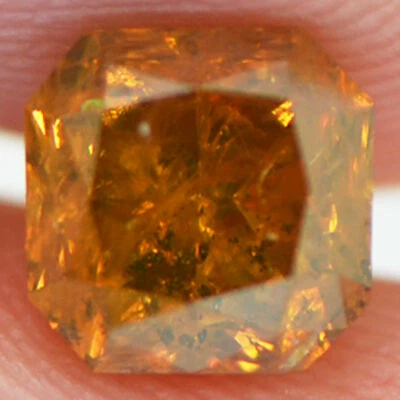Diamante Forma Radiante Natural Elegante Marrón Naranja Suelto I1 Mejorado 1.63 Quilates Foto 1 de 4