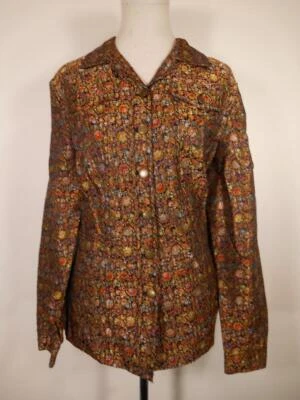 Hermosa Chaqueta Blazer Para Mujer Grande Coldwater Creek Naranja Floral LS Botón Foto 1 de 4