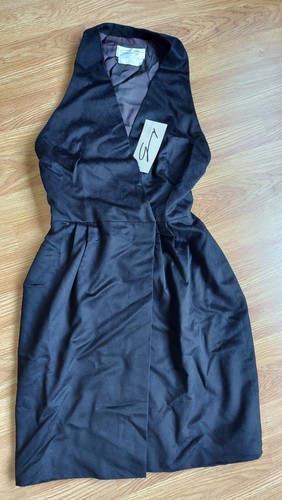 VERSACE Raro abito donna vintage GENNY lana e seta nero senza maniche nuovo con etichette taglia 42 (Italia)