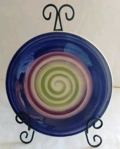 PIER 1 POSITANO BLUE PURPLE SWIRL 10 1/2" ” DINNER PLATES (5) - Picture 1 of 5