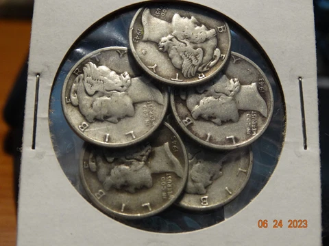 5 Silver Mercury Dimes - *JUNK SILVER* (stock photo) Cover