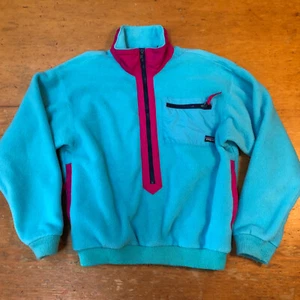 Patagonia Vintage Teal Blue 3/4 Zip Jacket Size Youth 10 Womens XS USA Made 90s - Picture 1 of 4
