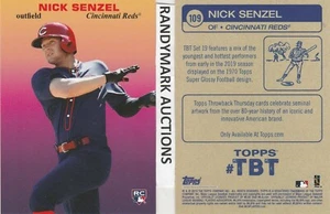 Nick Senzel CINCINNATI REDS TOPPS 2019 THROWBACK 1970 FOOTBALL TBT 109 SP 735 RC - Picture 1 of 3