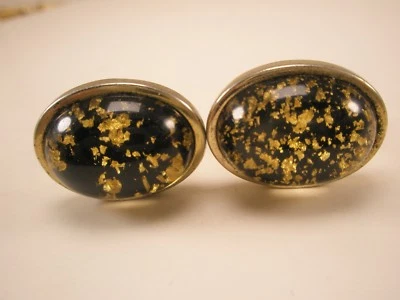 Gemelos ANSON de calidad vintage acrílicos en escamas tono dorado lisos simples Foto 1 de 4