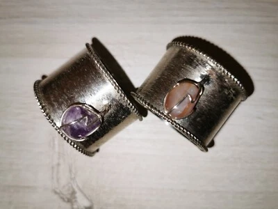 Portatovaglioli / Anelli per Tovaglioli - Con Pietre - Agata e Ametista in... - Immagine 1 di 4