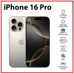 (New) Apple iPhone 16 Pro 8GB+128GB NATURAL TITANIUM Unlocked iOS Mobile Phone - Picture 1 of 8