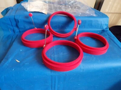 Set of 4 Nuwave Nonstick Silicone Egg Pancake 4" Ring Mold Shapers - Image 1 of 4