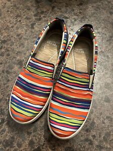 Dansko Belle Multi-Color Striped Canvas Slip On Comfort Shoes Women's Size 38