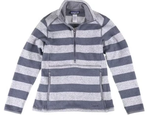 Patagonia Womens Gray Bold Striped 1/2 Zip Polyester Fleece Pullover XS - Picture 1 of 1