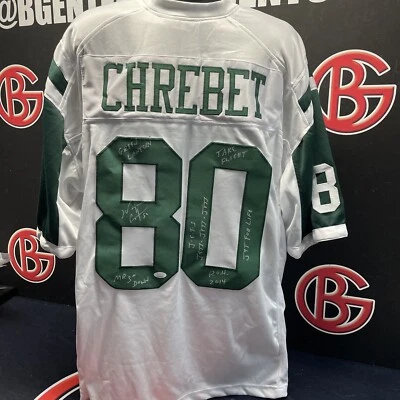 Camiseta Wayne Chrebet New York Jets Firmada Blanca Inscrita Autografiada JSA Foto 1 de 3