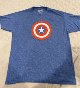 Mens Marvel Captain America Shield T-Shirt - Blue Heather Size XL - Picture 1 of 4