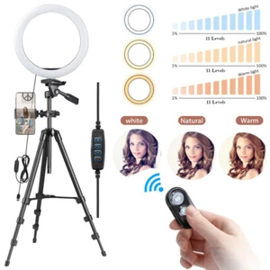 Yescom 10" LED Ring Light Selfie Stick Tripod Stand for Phone Video Live Stream - Picture 1 of 8